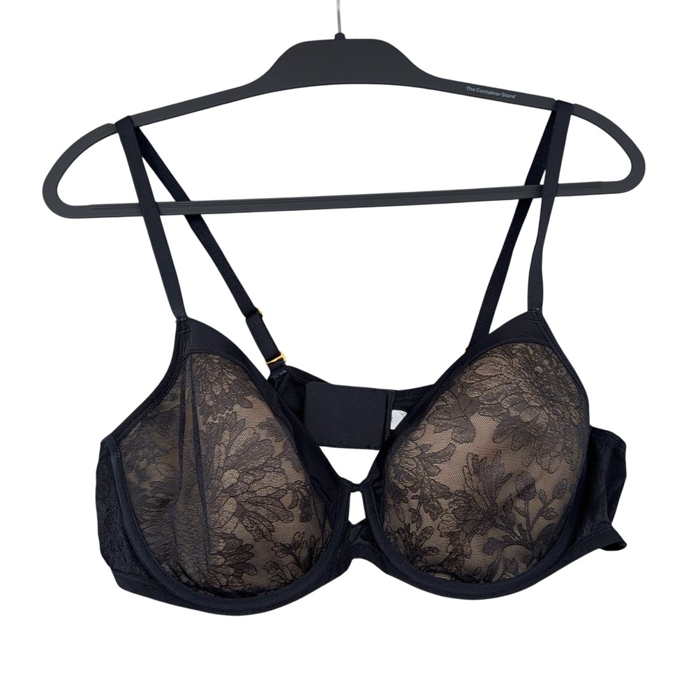 Soma Lightest Lift Modern Coverage Black Floral Lace Underwire Bra 42C 0719